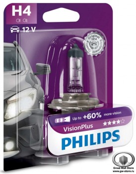   H4 Philips VisionPlus +60% 12V 60/55W ( 1)