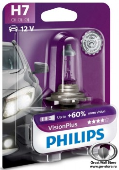   H7 Philips VisionPlus +60% 12V 55W ( 1)