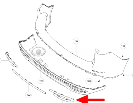Накладка декоративная заднего бампера правая "серебро" Haval M6 (ОРИГИНАЛ)