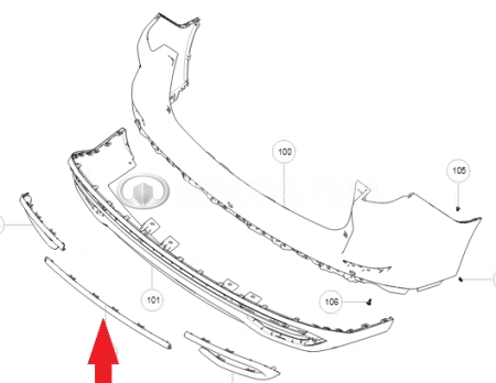 Накладка декоративная заднего бампера центральная "серебро" Haval M6 (ОРИГИНАЛ)