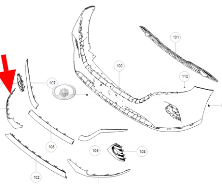 Накладка (молдинг) переднего бампера нижняя правая "серебро" Haval M6 (ОРИГИНАЛ)