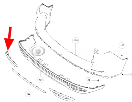 Накладка декоративная заднего бампера левая "серебро" Haval M6 (ОРИГИНАЛ)