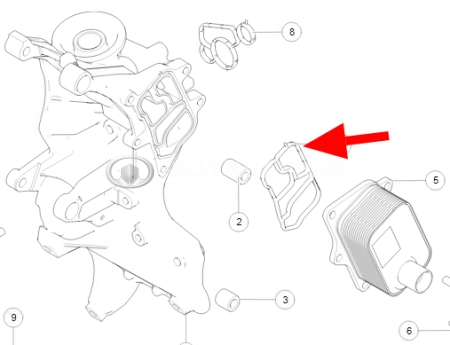 Прокладка теплообменника (масляного радиатора) Haval 2.0л дв.GW4C20(NT/A) H6Coupe, H8, F7, F7X, H9 (ОРИГИНАЛ)