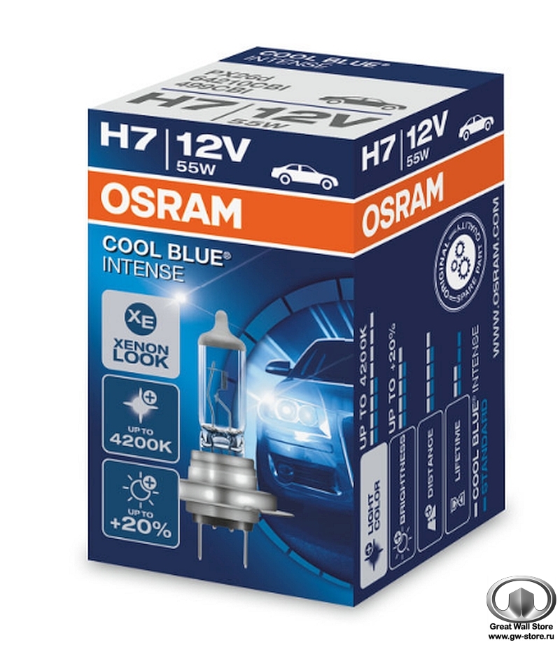 Лампа галогенная H7 Osram Cool Blue Intense +20% 12V 55W