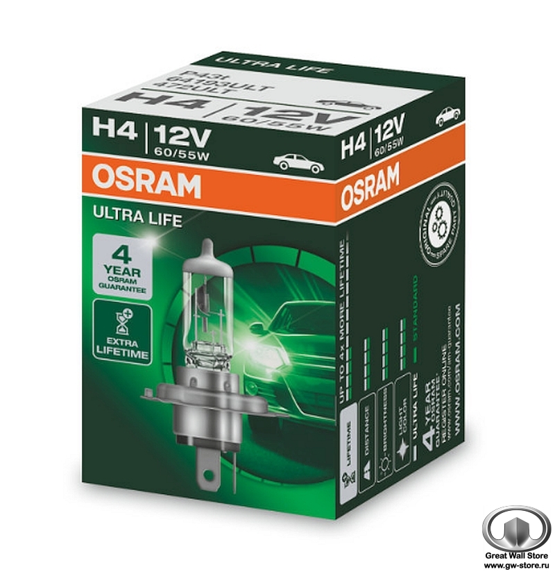 Лампа галогенная H4 OSRAM Ultra Life 12V 60/55W