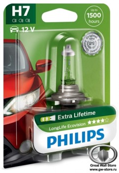 Лампа галогенная H7 Philips LongLife EcoVision 12V 55W (блистер 1шт)
