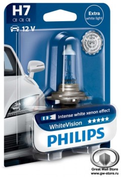Лампа галогенная H7 Philips WhiteVision 12V 55W (блистер 1шт)