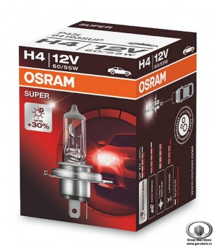 Лампа галогенная H4 Osram Super +30% 12V 60/55W