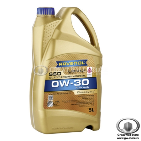 Масло моторное синтетическое RAVENOL SSO 0W30 CF/SN, A3/B4 (5л)