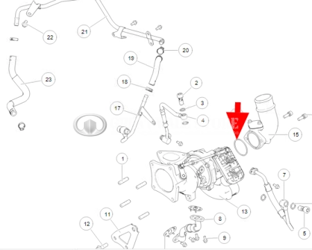 Прокладка турбокомпрессора Haval дв.GW4C20 H6 Coupe, H8, F7, H9 (ОРИГИНАЛ)