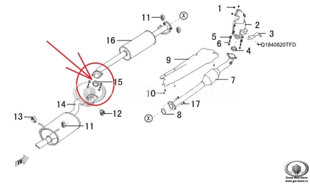 Прокладка глушителя (кольцо 70х57х17) HAVAL H6, M6, Jolion, Hover H6 (ОРИГИНАЛ)