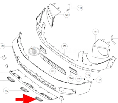 Накладка диффузора переднего бампера левая Haval Dargo (ОРИГИНАЛ)