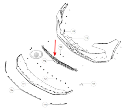Решетка переднего бампера центральная Haval F7 II-поколение (ОРИГИНАЛ)