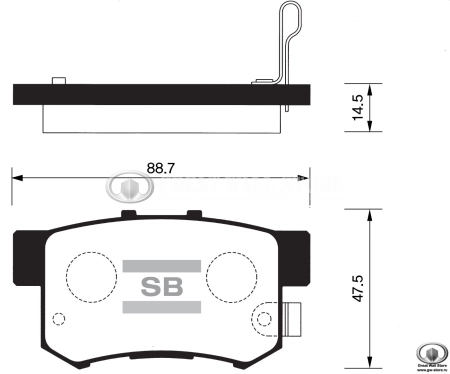 Колодки тормозные задние дисковые (комплект) Haval H6, Hover H6 (Sangsin SP1076-R)