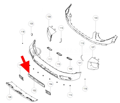 Решетка бампера переднего нижняя центральная Haval Dargo (ОРИГИНАЛ)