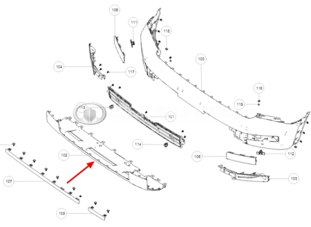 Бампер передний нижняя часть Haval H9 II-поколение (ОРИГИНАЛ)