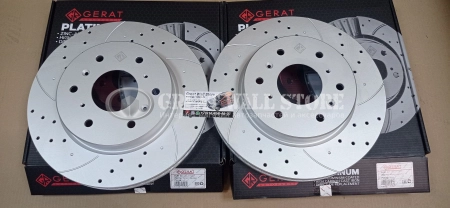 Диск тормозной задний SPORT Platinum (вентилируемый с перфорацией комплект 2шт.) для HAVAL H9 дизель, бензин до 2021 (GERAT аналог 3502011XKV08A)