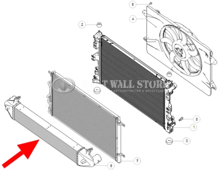 Радиатор интеркулера Haval F7, F7x (аналог) Радиатор интеркулера Haval F7, F7x (аналог)