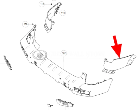 Бампер задний верхняя правая часть (угол) Haval Dargo X (ОРИГИНАЛ)