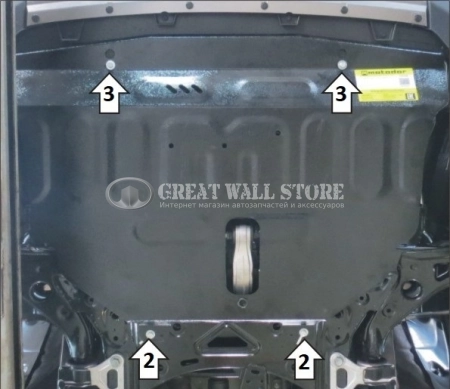 Защита картера и КПП (+ комплект крепежа) сталь 2мм Haval Dargo, Dargo X, F7 II-поколение, H7 (АВТОброня)