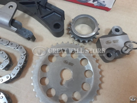 Комплект ГРМ HAVAL 1.5T H2, H6, Jolion 2WD, Hover H6 (цепь, натяжитель, успокоитель, башмак, 2 звездочки) GATES