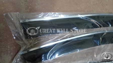 Дефлекторы окон (ветровики) Haval H9 хром. молдинг (COBRA TUNING) Дефлекторы окон (ветровики) Haval H9 хром. молдинг (COBRA TUNING)