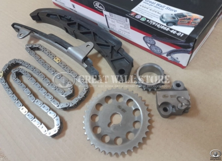 Комплект ГРМ HAVAL 1.5T H2, H6, Jolion 2WD, Hover H6 (цепь, натяжитель, успокоитель, башмак, 2 звездочки) GATES