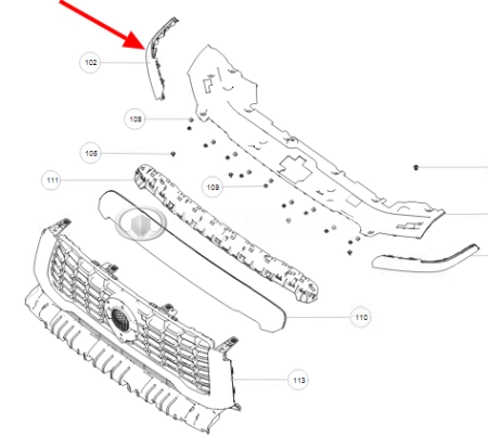 Молдинг переднего крыла правый (над фарой) GW Poer KingKong (ОРИГИНАЛ)