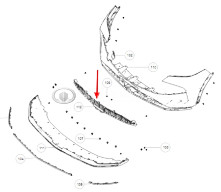 Решетка переднего бампера центральная Haval F7 II-поколение (ОРИГИНАЛ 2803115AKN02A)