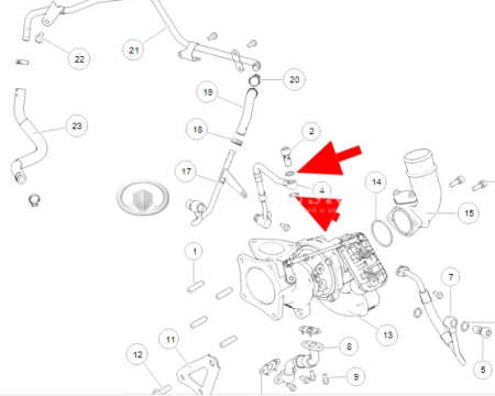 Прокладка болта трубки масляной турбокомпрессора Haval H6 Coupe, H8, H9 бензин, F7 2л (ОРИГИНАЛ)