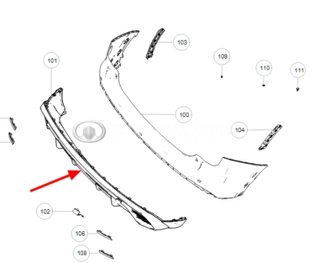 Бампер задний нижняя часть Haval Jolion рестайлинг (аналог)