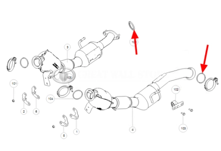 Прокладка катализатора задняя Hover H6, Haval H6, M6, Tank 500 (ОРИГИНАЛ)