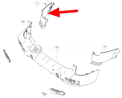 Бампер задний верхняя левая часть (угол) Haval Dargo X (ОРИГИНАЛ)