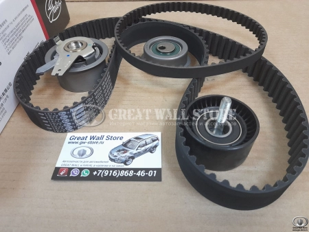 Комплект ГРМ Hover H3NEW TURBO 2.0L двиг. 4G63T (2 ремня, 3 ролика,) GATES