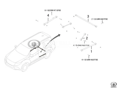 Тяга заднего моста продольная короткая (№2) Haval H9, H5 II-поколение (аналог) Тяга заднего моста продольная короткая (№2) Haval H9, H5 II-поколение (аналог)