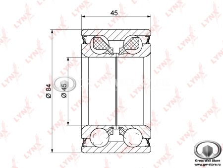 Подшипник передней ступицы Zotye T600 (45x45x84 LYNXAuto)