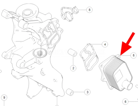 Радиатор масляный в сборе (теплообменник) Haval дв.4C20 H6 Coupe, H8, H9, F7, F7X (аналог)