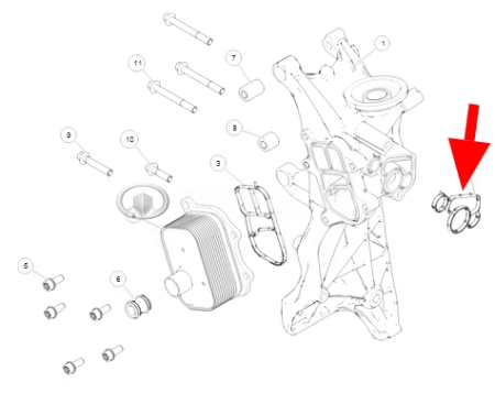 Прокладка кронштейна масляного радиатора (между корпусом теплообменника и блоком двигателя) Haval 4С20 (ОРИГИНАЛ)