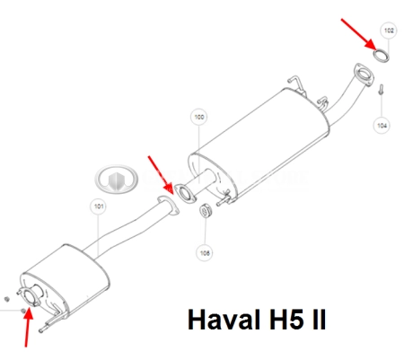 Прокладка глушителя Haval Dargo, Dargo X, F7 II-покол., H5 II-покол., H9 II-покол., GW Poer, Poer KingKong, Tank 300, 500 Urban (ОРИГИНАЛ)