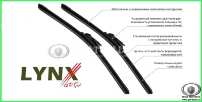 Щетка стеклоочистителя бескаркасная LYNXauto 19"-480мм (пассажирская сторона) (Япония)