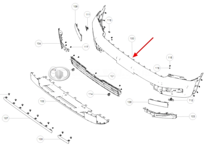 Бампер передний Haval H9 II-поколение (без отверстий под парктроники) (ОРИГИНАЛ)