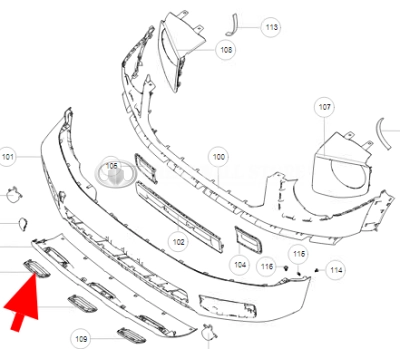 Накладка диффузора переднего бампера правая Haval Dargo (ОРИГИНАЛ)