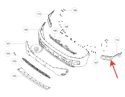 Накладка переднего бампера верхняя левая (угол) Haval H3 (ОРИГИНАЛ)