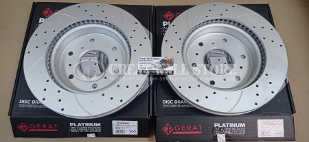 Диск тормозной задний SPORT Platinum (вентилируемый с перфорацией комплект 2шт.) для HAVAL H9 дизель, бензин до 2021 (GERAT аналог 3502011XKV08A)