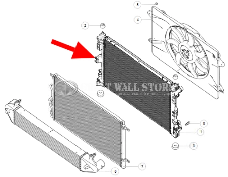 Радиатор охлаждения двигателя Haval F7, F7x (аналог)