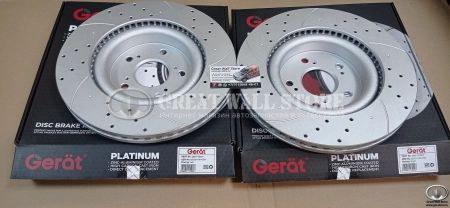Диск тормозной передний SPORT Platinum (вентилируемый с перфорацией комплект 2шт.) для HAVAL F7, F7X, H6 Coupe (GERAT аналог 3501011XKY00A)