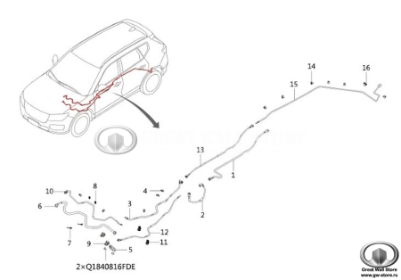 Трубка топливная №3 HAVAL H9 ДИЗЕЛЬ (ОРИГИНАЛ)
