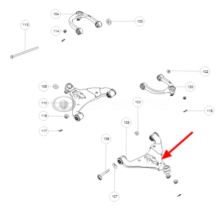 Рычаг передний нижний левый GW Poer (ОРИГИНАЛ)