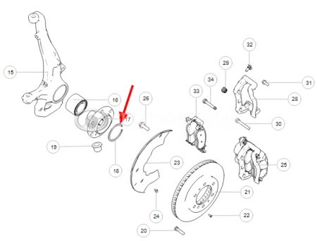 Кольцо стопорное переднего ступичного подшипника GW POER (ОРИГИНАЛ)