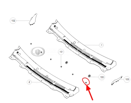 Клипса крепления жабо Haval Dargo, Dargo X, Jolion, H3, F7 II-поколение, H5 II-покол., H9 II-покол., Tank 500, GW Poer, Poer KingKong (ОРИГИНАЛ) 